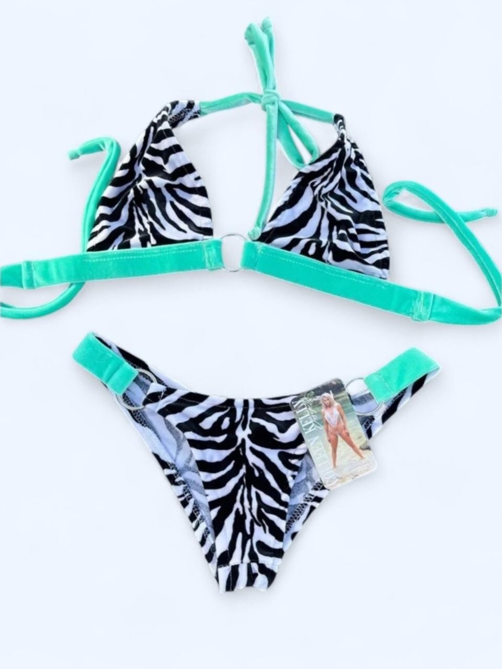 NWT Colleen Kelly Bikini- Velour Zebra Print S